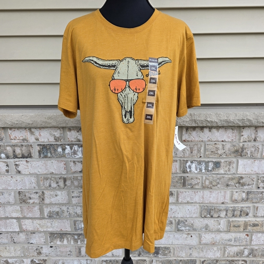 Ariat Sunglass Skull Graphic Tee | Buckhorn Heather | NWT 2XL